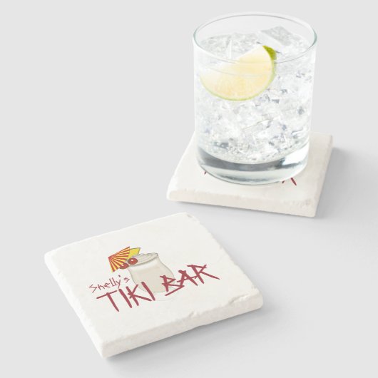 Individuelle Name Tiki Bar Steinuntersetzer (Seitenansicht)