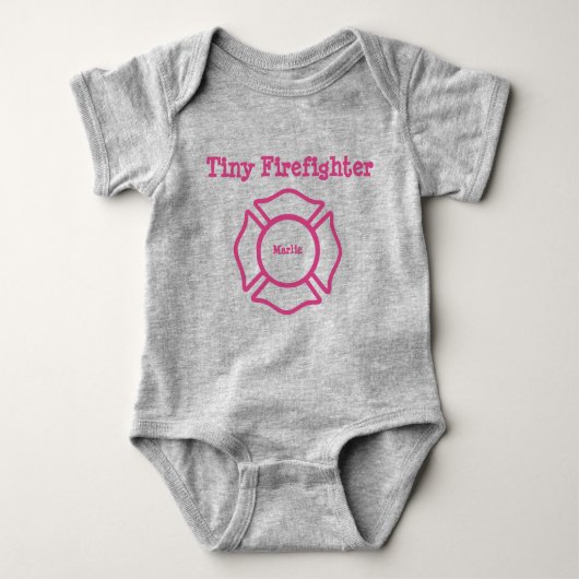 Individuelle Name Tiny Firefighter Bodysuit Baby Strampler (Vorderseite)