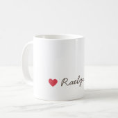 Individuelle Name Tiny Red Heart Symbol Niedlich R Kaffeetasse (Vorderseite Links)