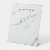 Individuelle Name Tisch Moderner Weißer Marmortisc Sockelschild (Vorderseite)