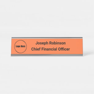 Individuelle Name Titel Logo Burnt Orange Schreibtischnamensplakette