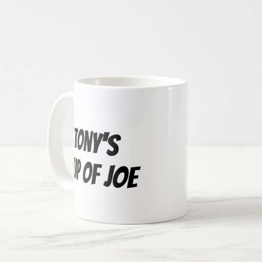 Individuelle Name "Tony's Cup of Joe" Kaffeetasse (Vorderseite Links)