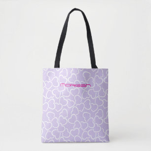 Individuelle Name Tote Tasche mit Herzmuster