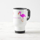 Individuelle Name Travel Mug mit rosa Flamingos Reisebecher (VorderseiteRechts)