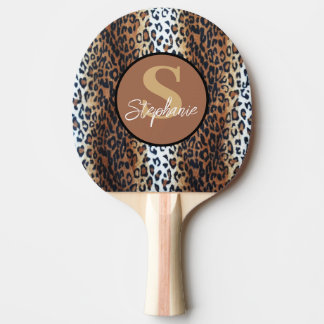Individuelle Name Trendy Brown Schwarz-weiß Leopar Tischtennis Schläger