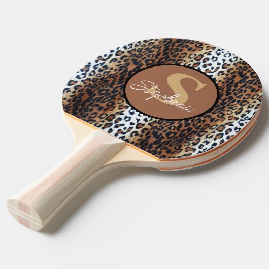 Individuelle Name Trendy Brown Schwarz-weiß Leopar Tischtennis Schläger (Vorderseite)