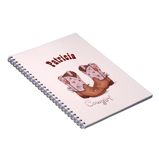 Individuelle Name Trendy Niedlich CowGirl Stiefel Notizblock (Rechte Seite)