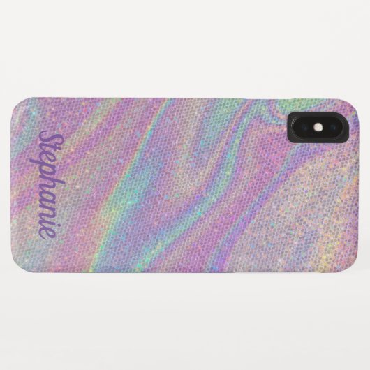 Individuelle Name Trendy Rainbow Glitzer Texture A Case-Mate iPhone Hülle (Rückseite (Horizontal))
