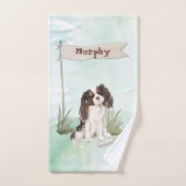 Individuelle Name Tri Color King Charles Spaniel Badhandtuch Set (Handtuch)