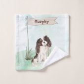 Individuelle Name Tri Color King Charles Spaniel Badhandtuch Set (Waschlappen)