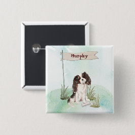 Individuelle Name Tri Color King Charles Spaniel Button