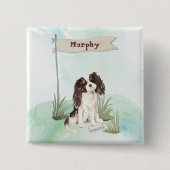 Individuelle Name Tri Color King Charles Spaniel Button (Vorderseite)