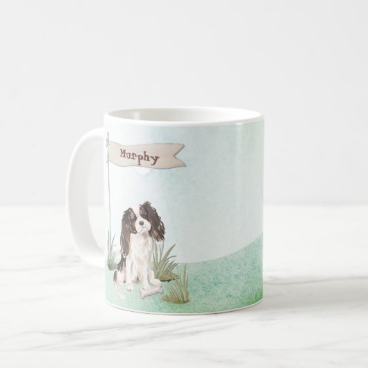 Individuelle Name Tri Color King Charles Spaniel Kaffeetasse (Vorderseite Links)