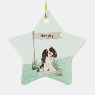 Individuelle Name Tri Color King Charles Spaniel Keramik Ornament