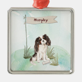 Individuelle Name Tri Color King Charles Spaniel Ornament Aus Metall