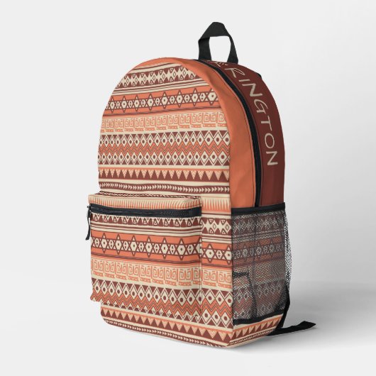 Individuelle Name Tribal Aztec Muster Bedruckter Rucksack (Rückseitige Ecke Rechts)