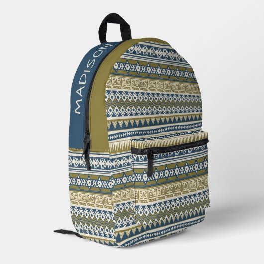 Individuelle Name Tribal Aztec Muster Bedruckter Rucksack (Rückseitige Ecke links)