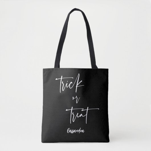 Individuelle Name Trick oder Treat Halloween Black Tasche (Vorderseite)