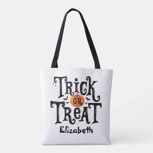 Individuelle Name Trick oder Treat Halloween Tasche (Rückseite)
