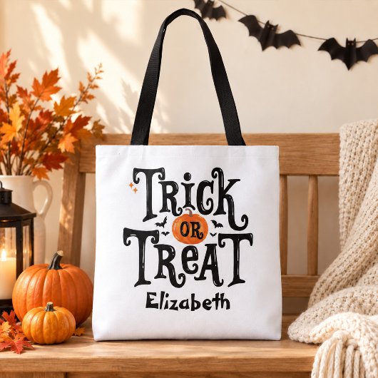Individuelle Name Trick oder Treat Halloween Tasche