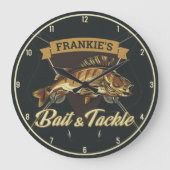 Individuelle Name Trophy Fishing Angler Bait Tackl Große Wanduhr (Vorderseite)