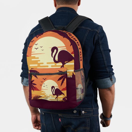 Individuelle Name Tropical Beach Flamingo Bedruckter Rucksack (Insitu (Modell))