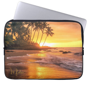 Individuelle Name Tropical Beach Sunset Laptopschutzhülle