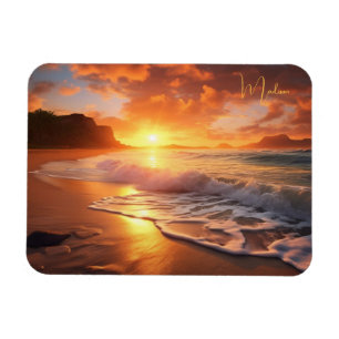 Individuelle Name Tropical Beach Sunset Magnet