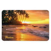 Individuelle Name Tropical Beach Sunset Magnet (Horizontal)