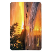 Individuelle Name Tropical Beach Sunset Magnet (Vertikal)