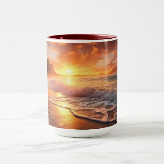 Individuelle Name Tropical Beach Sunset Tasse (Zentrum)