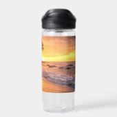 Individuelle Name Tropical Beach Sunset Trinkflasche (Rückseite)