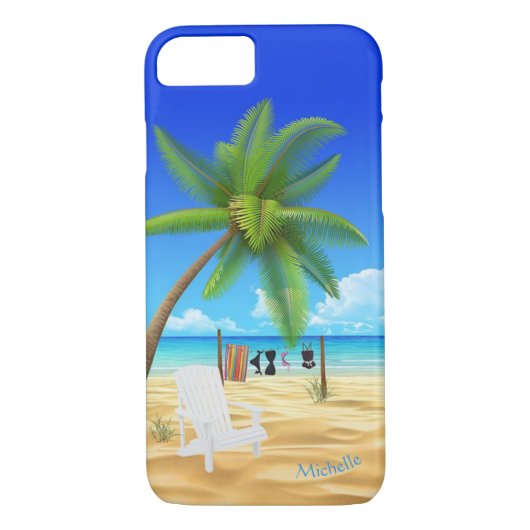 Individuelle Name Tropical Beach Szene Case-Mate iPhone Hülle (Rückseite)