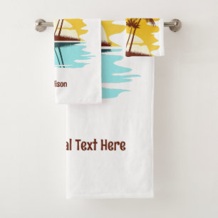 Individuelle Name Tropical Island Sunset Badhandtuch Set