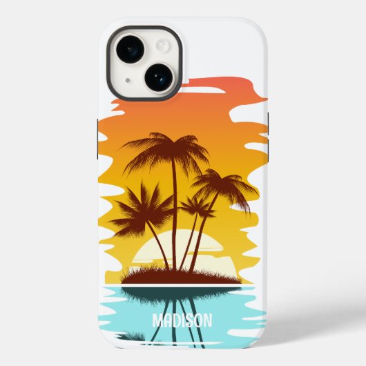 Individuelle Name Tropical Island Sunset Case-Mate iPhone Hülle (Rückseite)