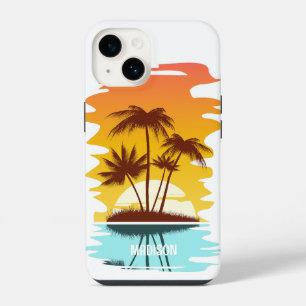 Individuelle Name Tropical Island Sunset iPhone 14 Hülle