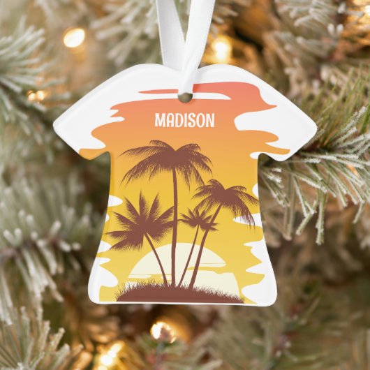 Individuelle Name Tropical Island Sunset Ornament (Baum)