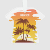 Individuelle Name Tropical Island Sunset Ornament (Rückseite)