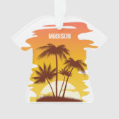 Individuelle Name Tropical Island Sunset Ornament (Vorderseite)