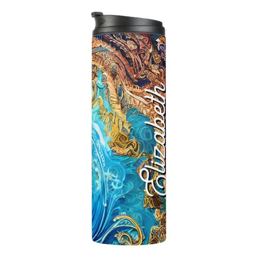 Individuelle Name Tropical Seascape Beach Waves Thermosbecher (Nach rechts gedreht)