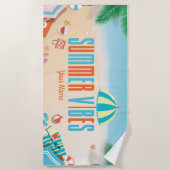 Individuelle Name Tropical Vibes Summer Beach Hand Strandtuch (Vorderseite)
