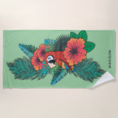 individuelle Name Tropischer Papagei Strandtuch (Vorderseite)