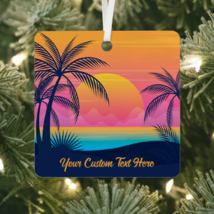 Individuelle Name Tropischer Sonnenuntergang Ornament Aus Metall
