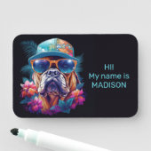 Individuelle Name Tropischer Urlaubshund Namensschild (Beispiel)