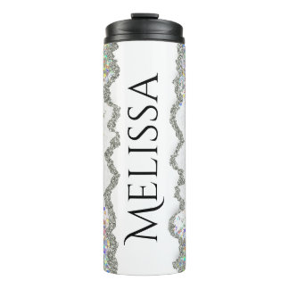 Individuelle Name Tumbler, Silver Glitzer Tumbler Thermosbecher