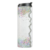 Individuelle Name Tumbler, Silver Glitzer Tumbler Thermosbecher (Nach links gedreht)
