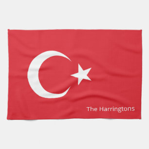 Individuelle Name Türkei-Flagge Geschirrtuch