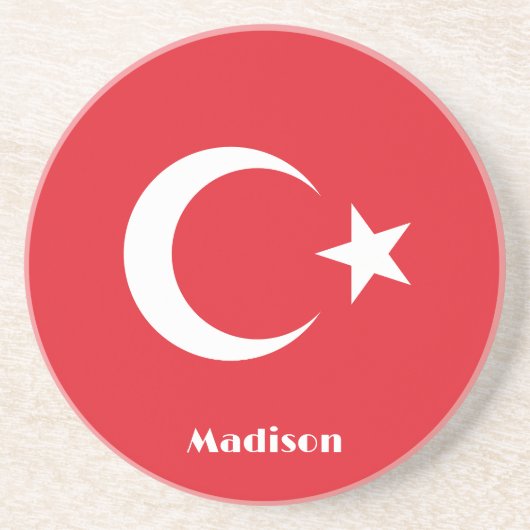 Individuelle Name Türkei-Flagge Getränkeuntersetzer (Vorne)