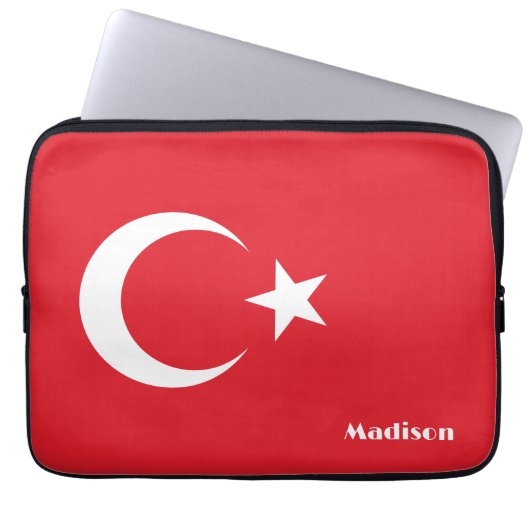 Individuelle Name Türkei-Flagge Laptopschutzhülle (Vorderseite)