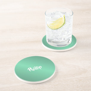 Individuelle Name türkis glänzend Getränkeuntersetzer